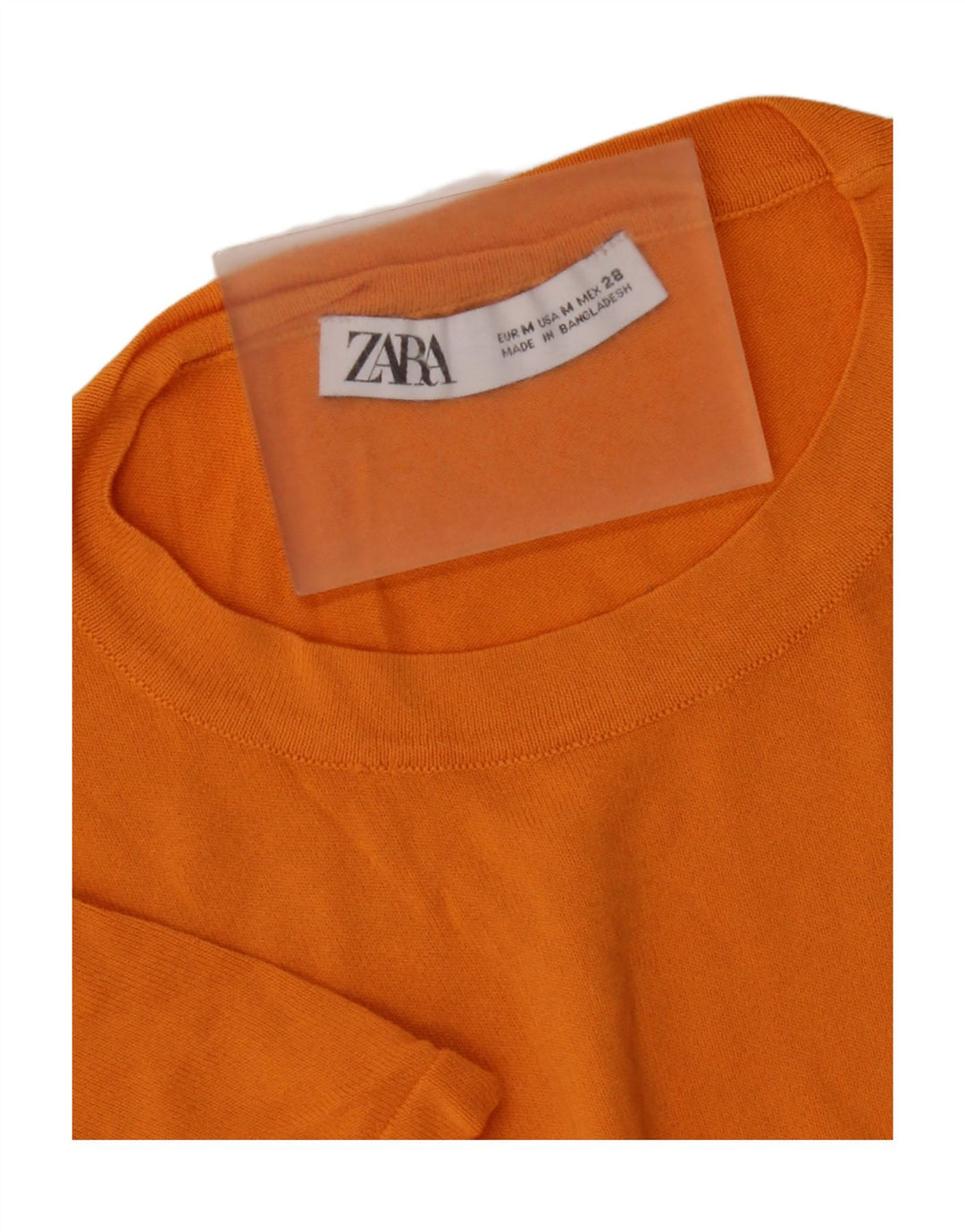 Zara Camiseta Mujer Top UK 12 Mediano Naranja