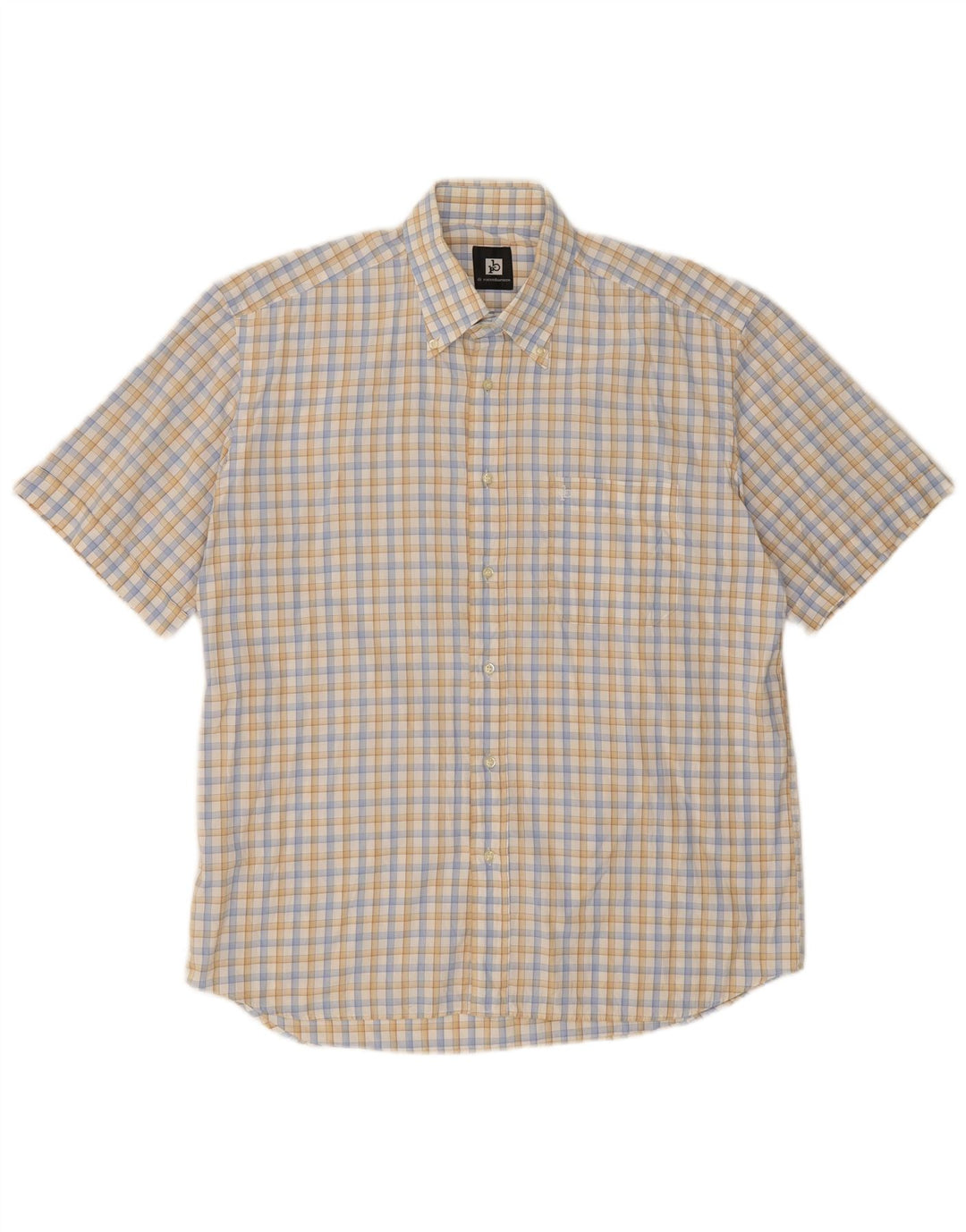 ROCCOBAROCCO Mens Short Sleeve Shirt Large Multicoloured Check Cotton