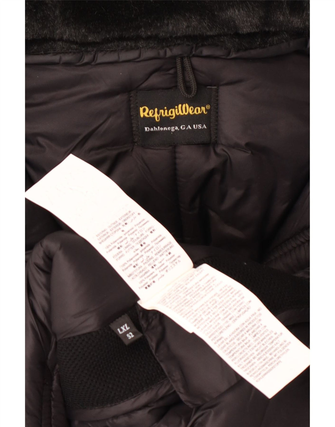 Refrigiwear Chaqueta acolchada con capucha para hombre, talla 42, talla grande, color negro, poliamida, invierno