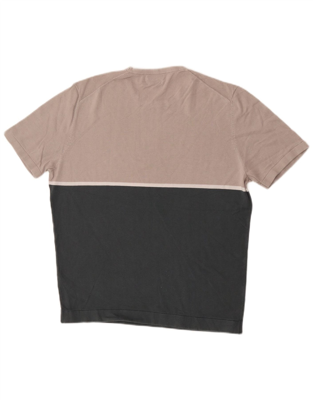 Massimo Dutti Hombre Camiseta Top Algodón Colorblock Verde Medio