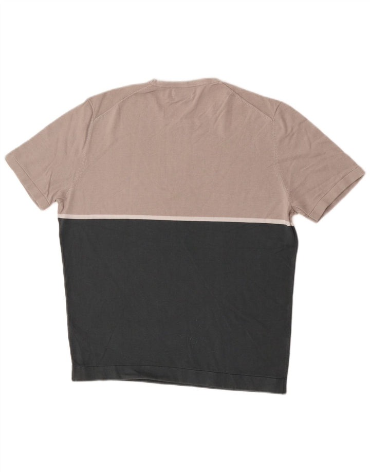 Massimo Dutti Hombre Camiseta Top Algodón Colorblock Verde Medio