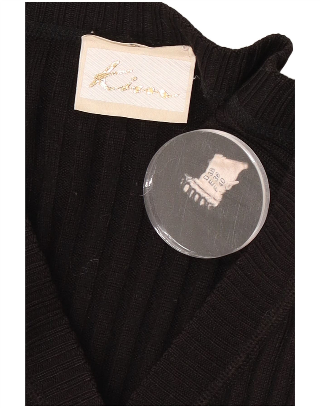 Vintage mujer crop cardigan suéter EU 36 pequeño negro poliacrílico