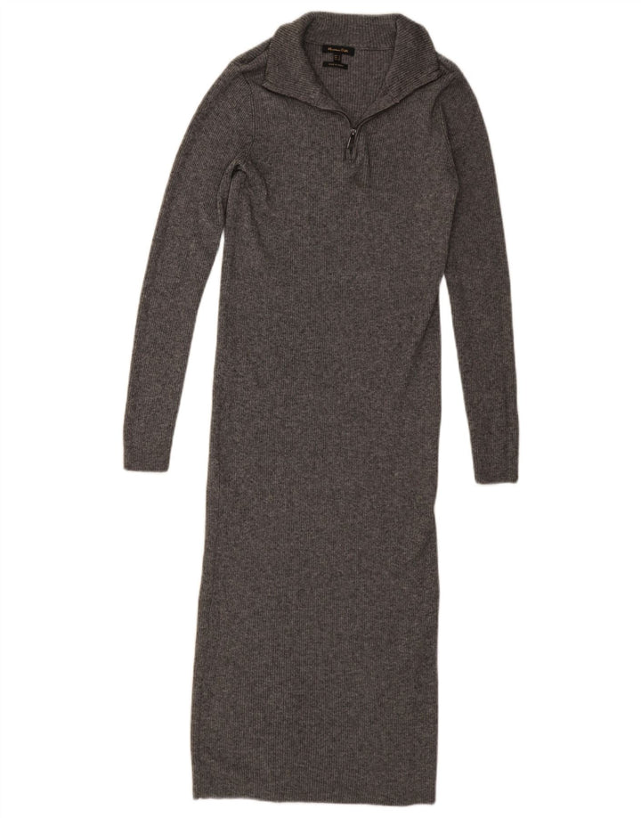Massimo Dutti Vestido Jersey Mujer UK 8 Small Gris Lyocell