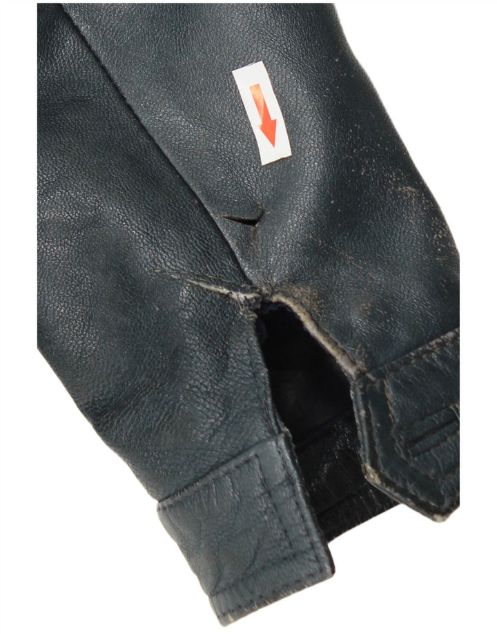 C&A Chaqueta de cuero para hombre UK 36 Small Blue Leather