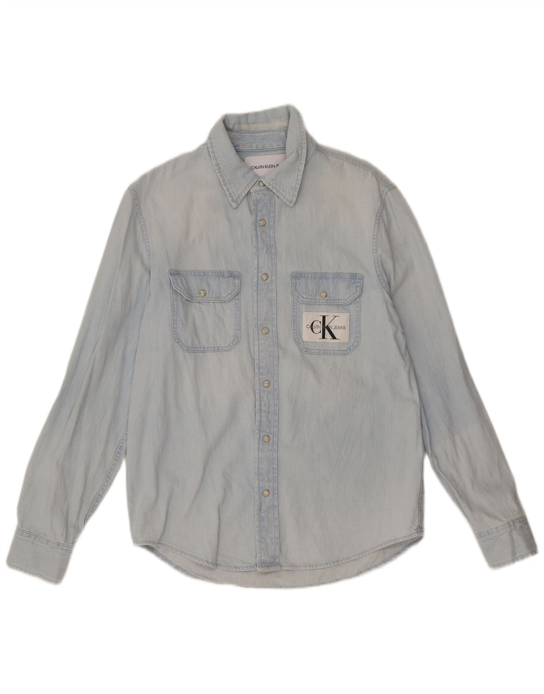 Calvin Klein Jeans Camisa vaquera para hombre pequeña azul