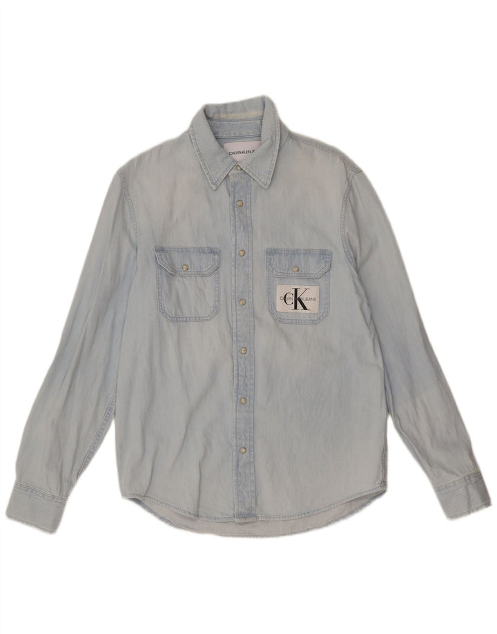 Calvin Klein Jeans Camisa vaquera para hombre pequeña azul