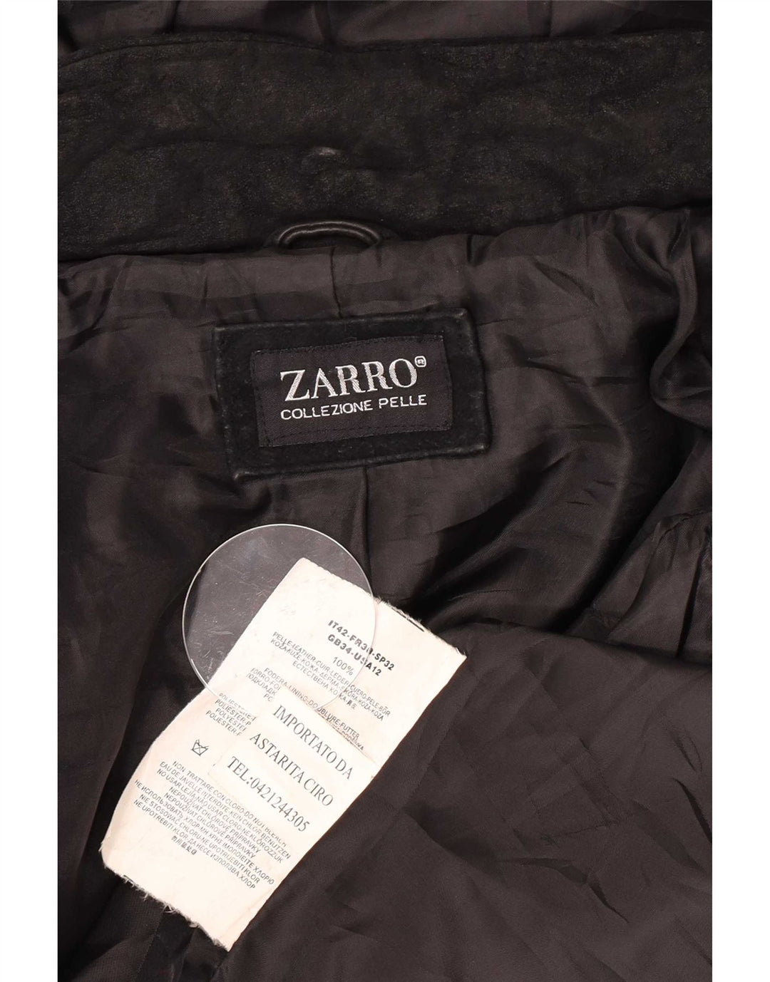 Zarro Mujer Chaqueta De Cuero Con Capucha IT 42 Medium Negro