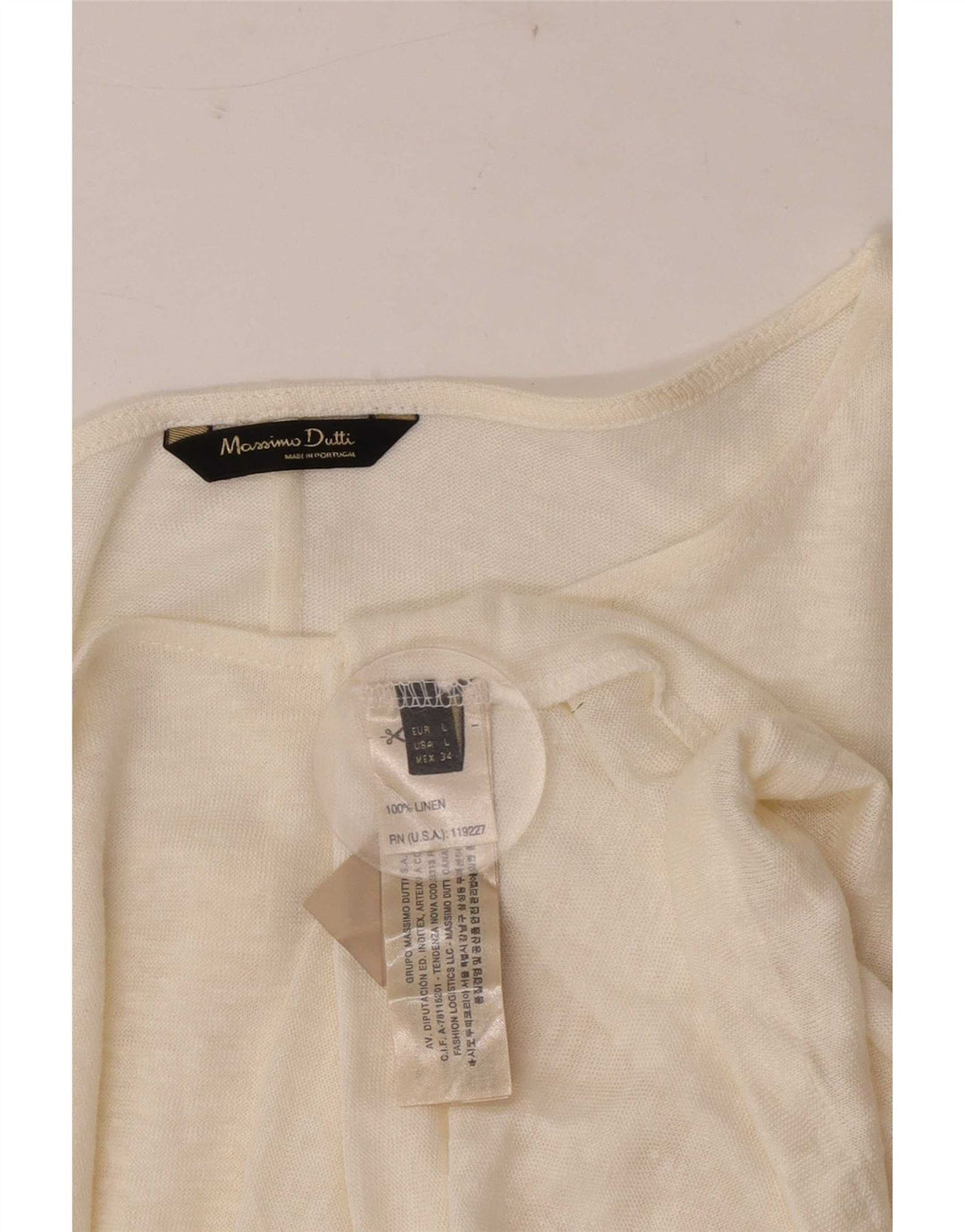 Massimo Dutti Top Mujer Manga Larga UK 46 Large Lino Blanco Roto