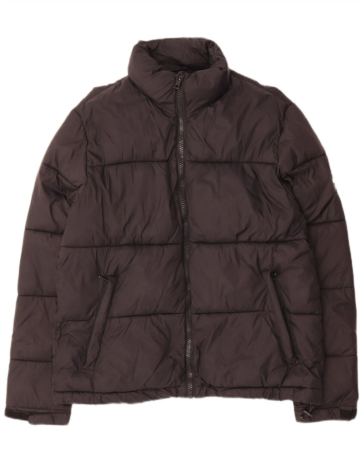 Zara Hombre Chaqueta Acolchada UK 40 Grande Poliéster Negro
