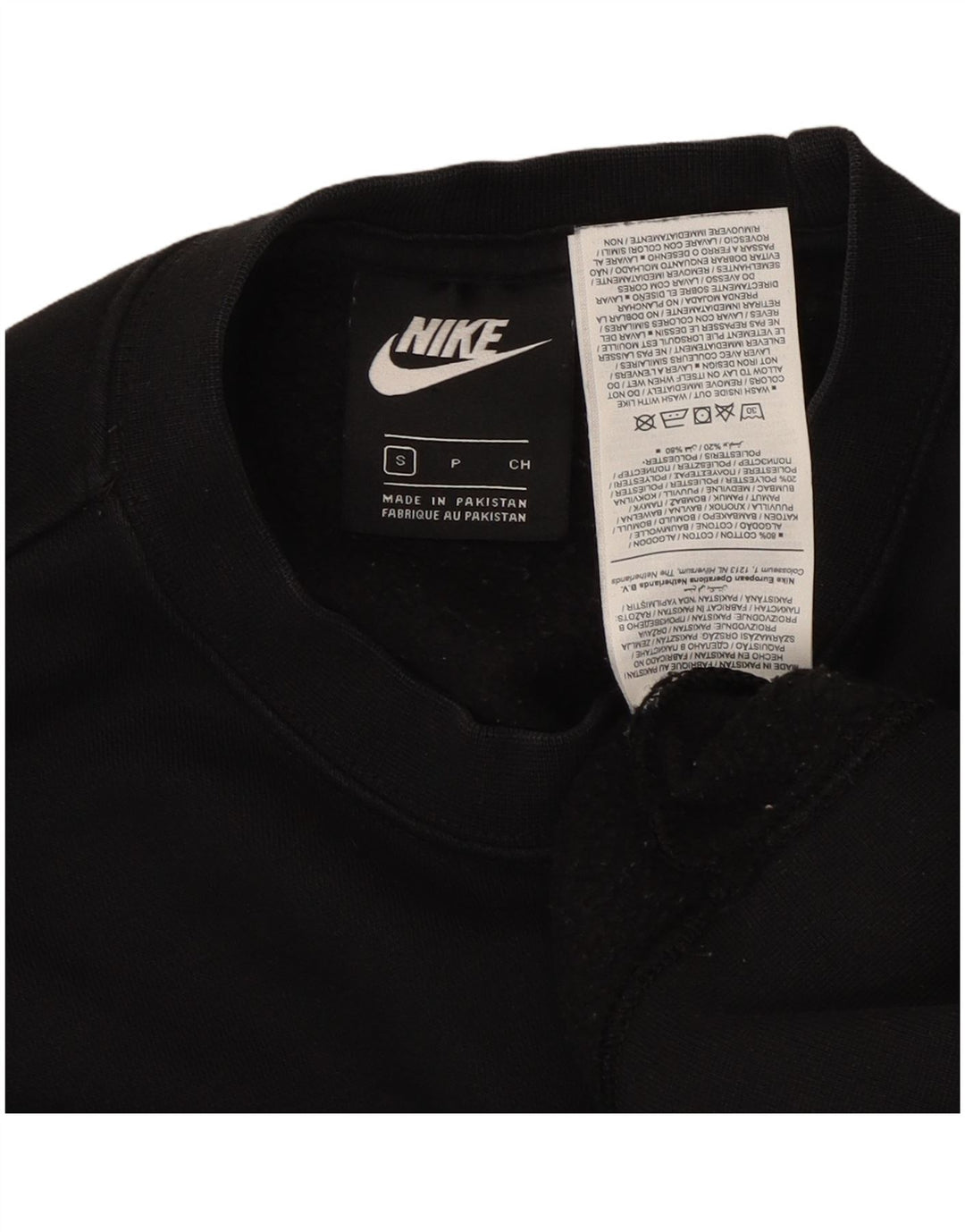 NIKE Mujer Crop Oversize Sudadera Jumper UK 10 Pequeño Algodón Negro