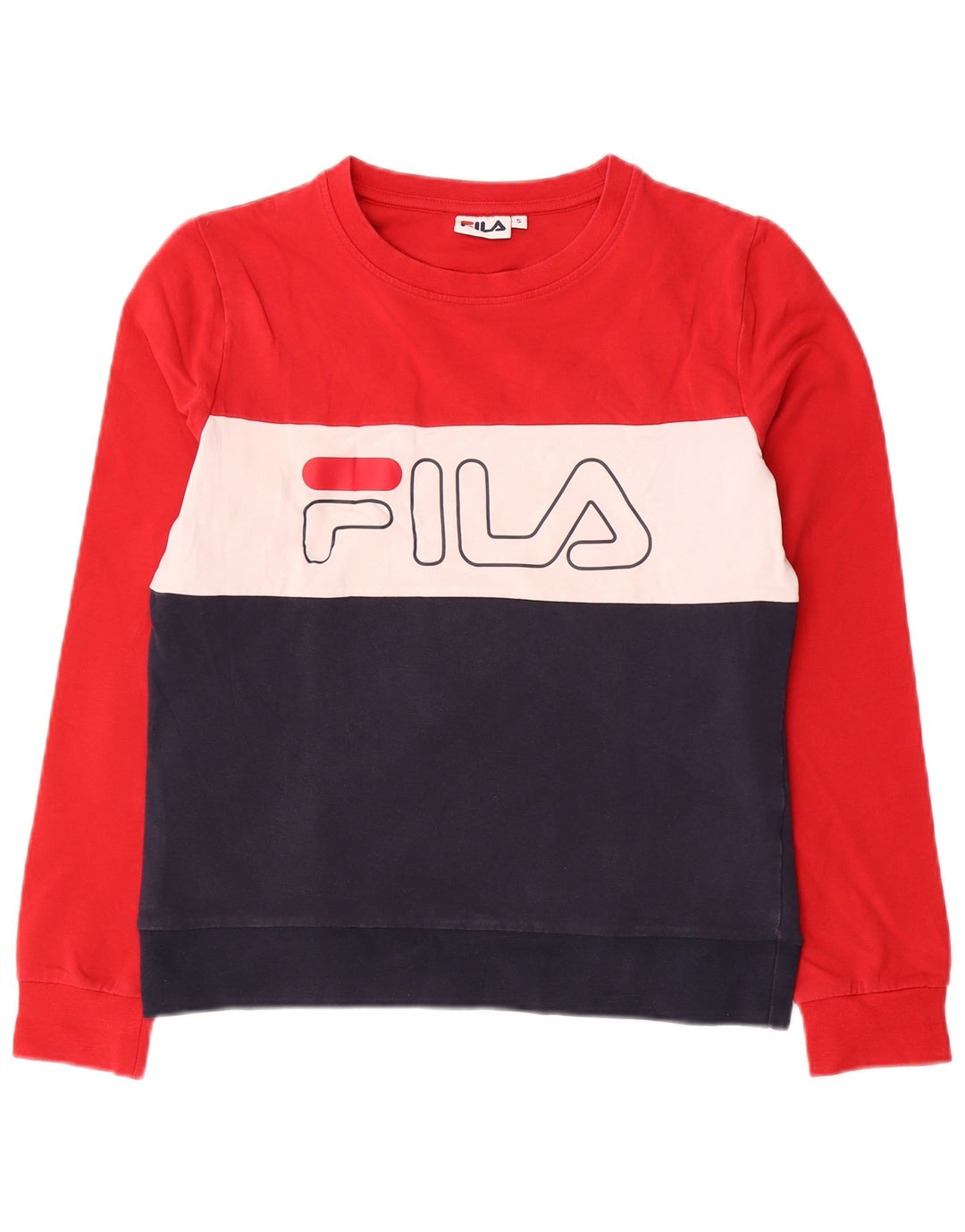 Fila Sudadera gráfica para mujer Jumper UK 10 Small Red Colourblock