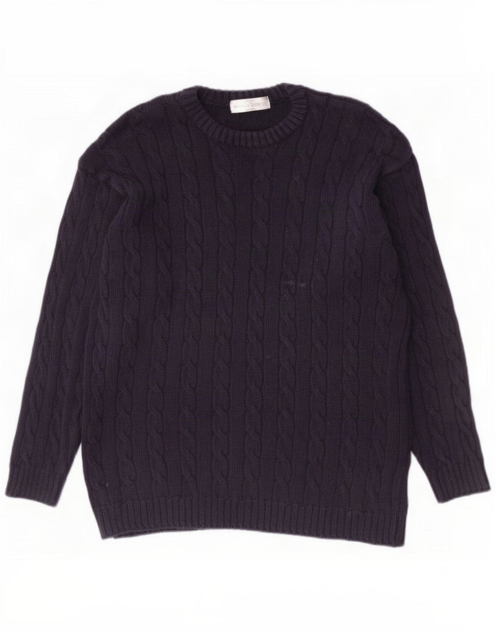 Marks & Spencer Jersey St. Michael con cuello redondo para hombre, talla grande, azul marino