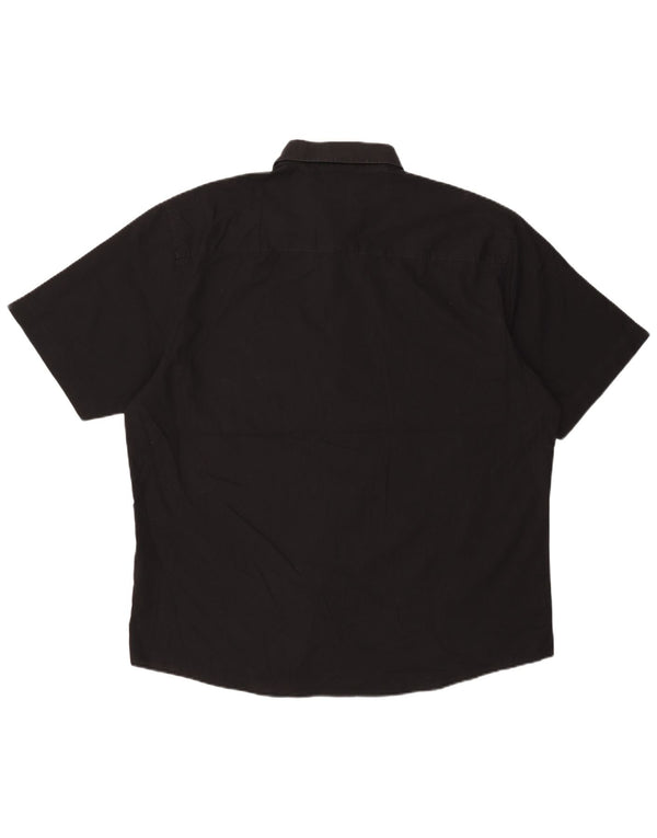 Pierre Cardin Camisa de manga corta para hombre de ajuste regular 3XL Poliéster negro