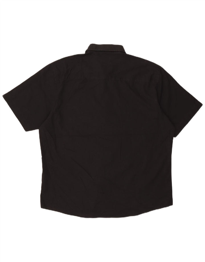 Pierre Cardin Camisa de manga corta para hombre de ajuste regular 3XL Poliéster negro
