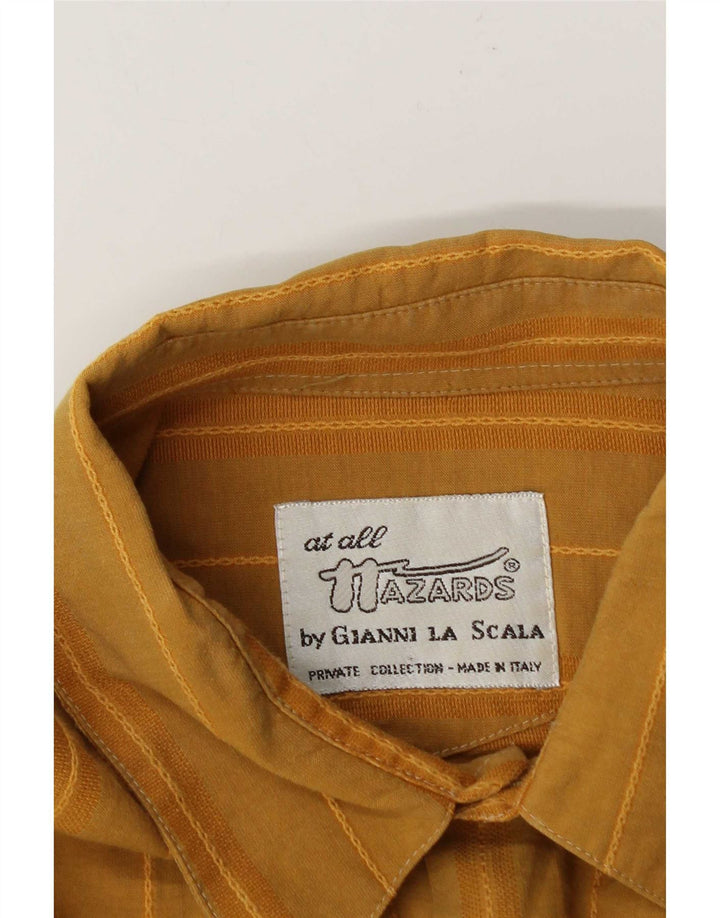 Camisa vintage para hombre a rayas amarillas grandes