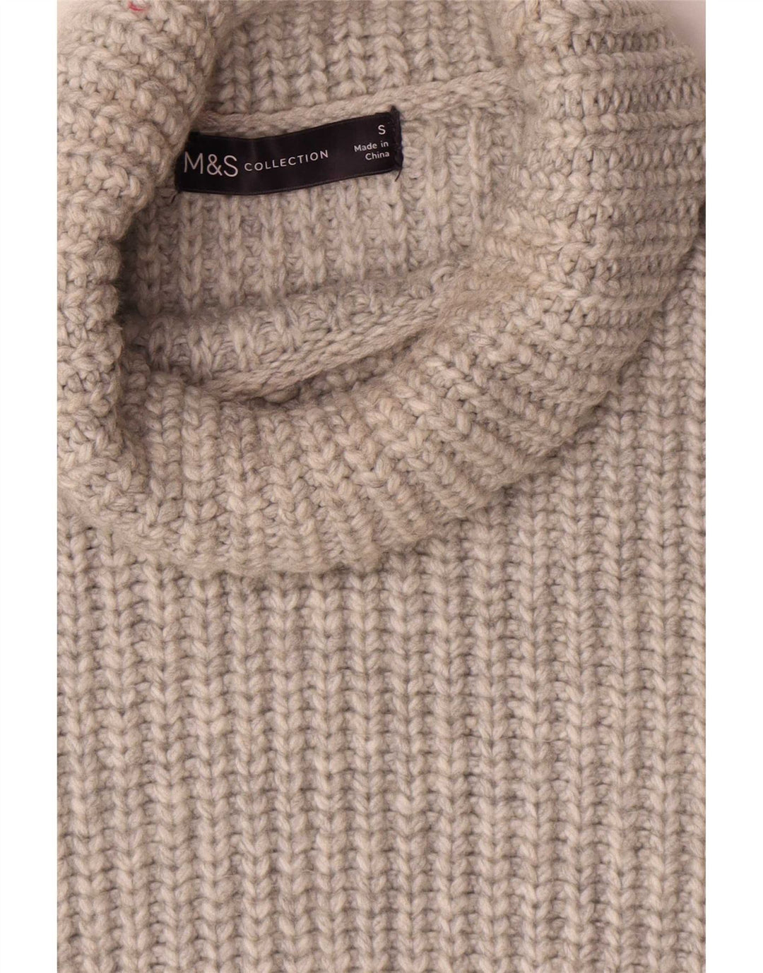 Marks & Spencer Camiseta sin mangas con cuello vuelto para mujer UK 10 Small Gris Poliéster