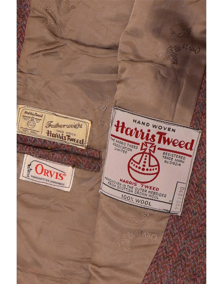 Orvis Harris Tweed Blazer Chaqueta para Mujer UK 12 Medium Red Herringbone