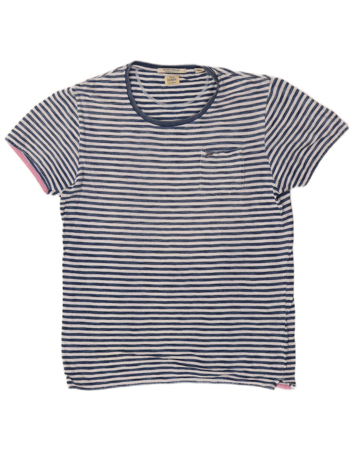 Scotch & Soda Hombre Camiseta Top Algodón Rayas Azul Medio Clásico