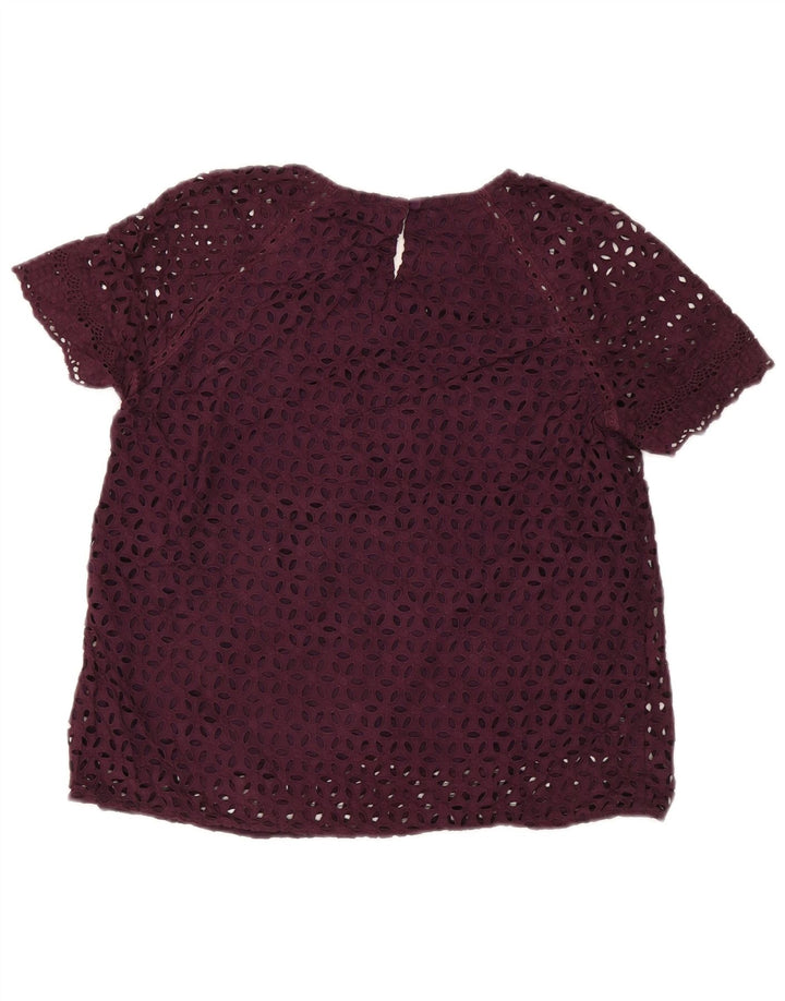 J. CREW Blusa para mujer Top US 8 Medio Púrpura Floral Algodón