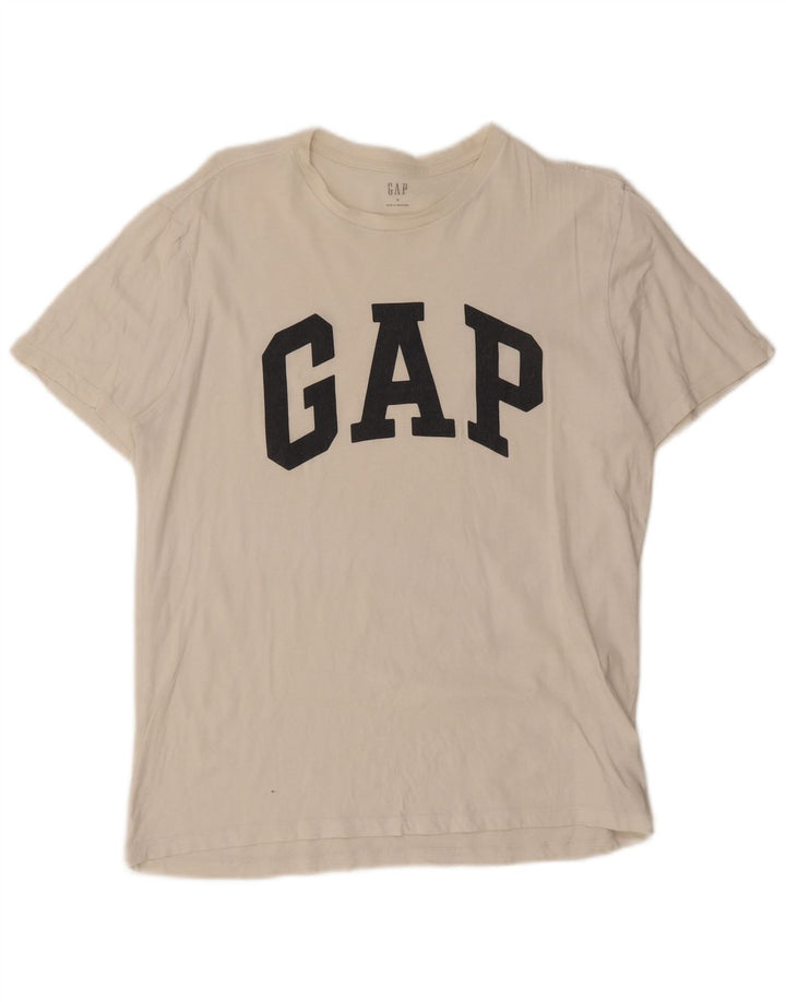 Gap Hombre Camiseta Gráfica Top Medio Algodón Blanco