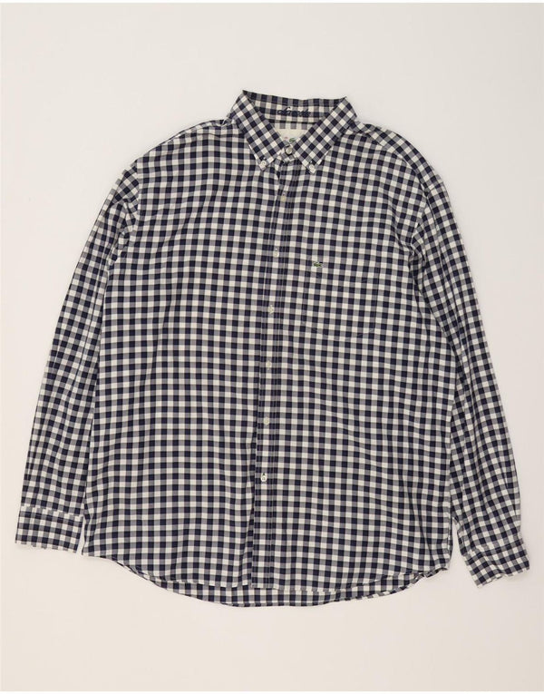 Camisa Lacoste Hombre Regular Fit Talla 46 2XL Algodón Vichy Azul Marino