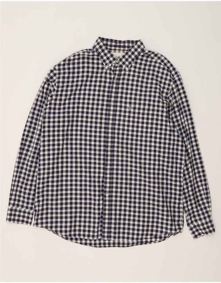 Camisa Lacoste Hombre Regular Fit Talla 46 2XL Algodón Vichy Azul Marino