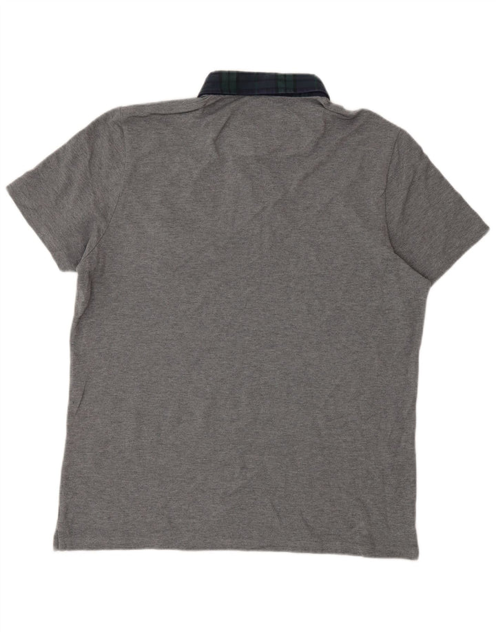 Lyle & Scott Polo de rugby para hombre, talla grande, algodón gris