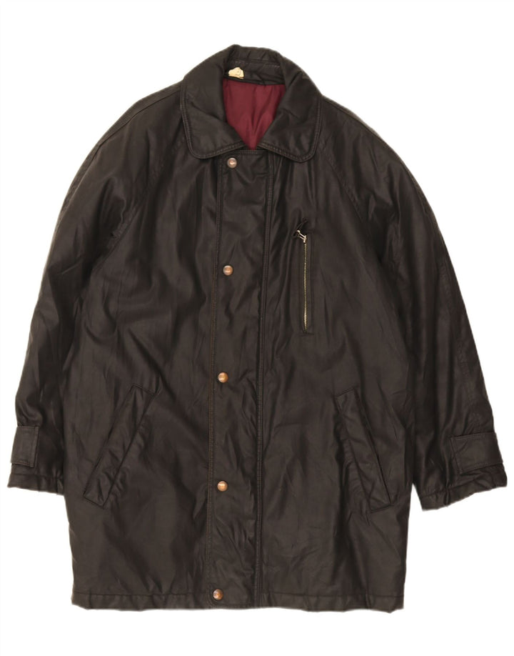 Vintage hombres cortavientos abrigo Reino Unido 42 XL negro