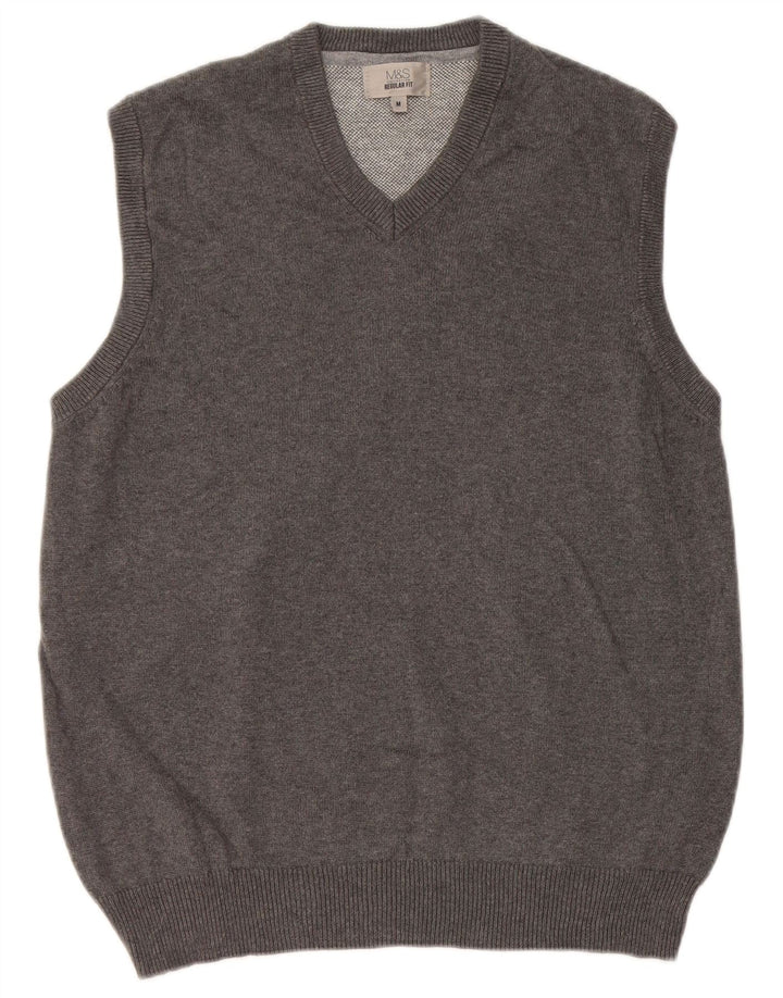 Marks & Spencer Camiseta sin mangas de ajuste regular para hombre de algodón gris medio