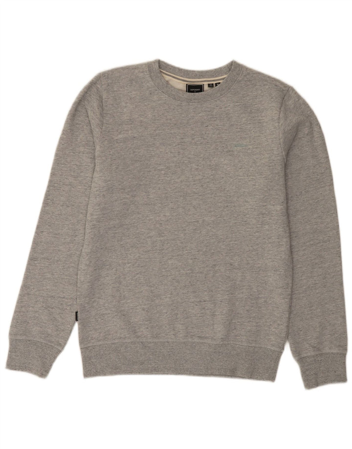 Superdry Hombre Sudadera Jumper De Algodón Moteado Gris Medio