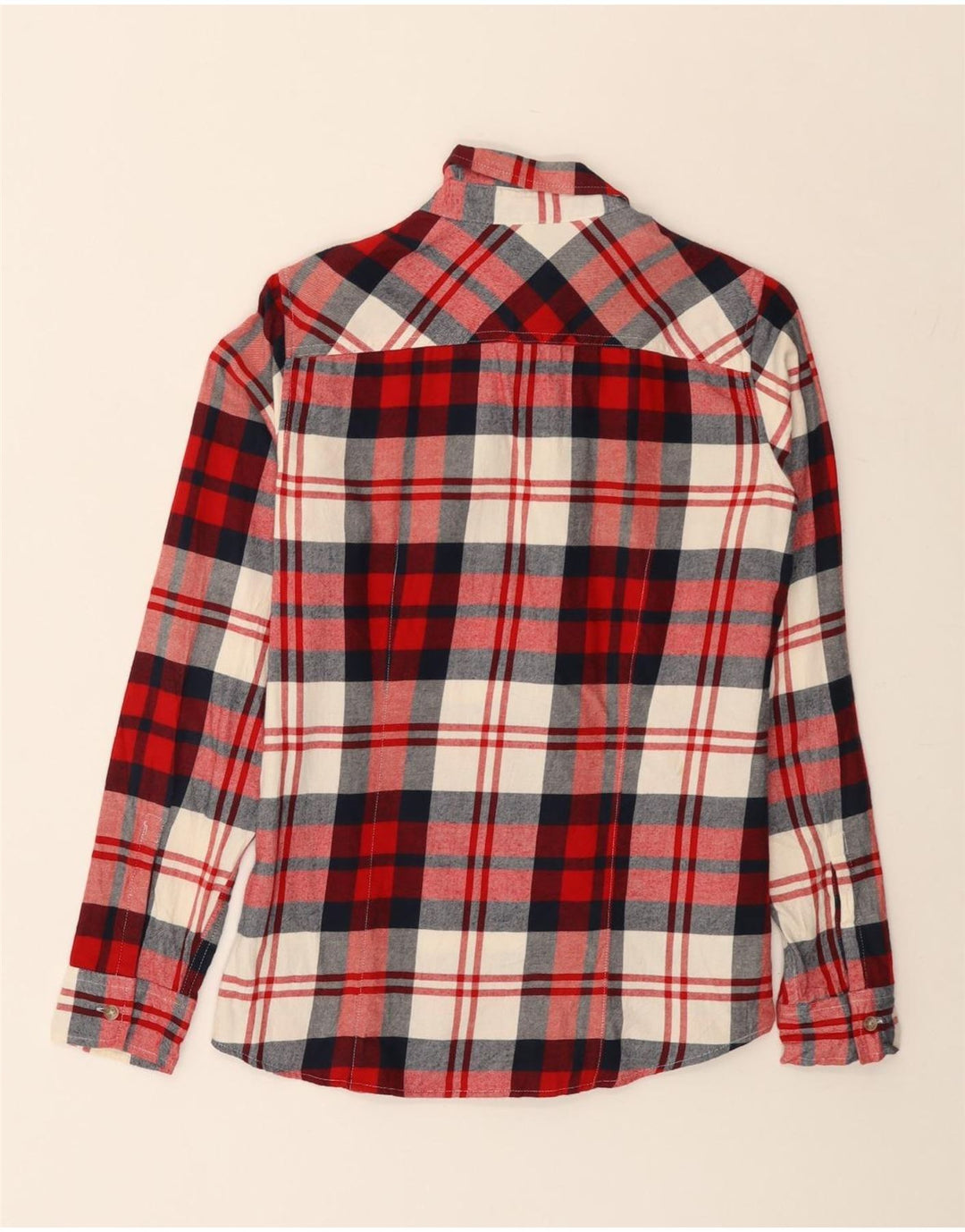 EDDIE BAUER Camisa de franela de ajuste clásico para mujer UK 10 Small Red Check Cotton