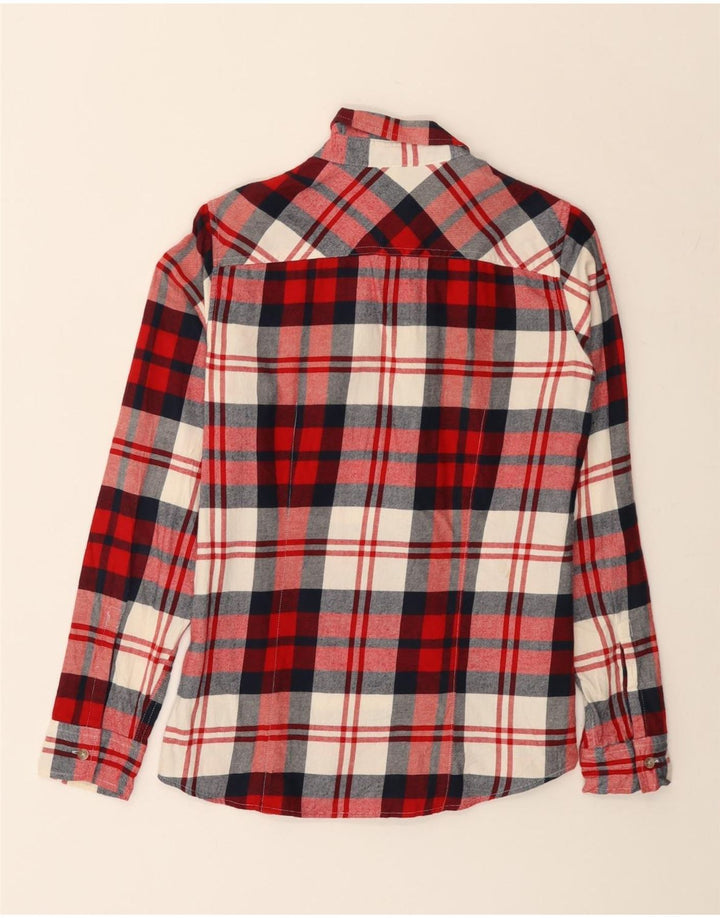 EDDIE BAUER Camisa de franela de ajuste clásico para mujer UK 10 Small Red Check Cotton