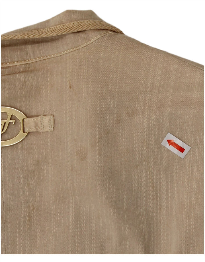 Chaqueta Blazer De 2 Botones Para Mujer Trussardi IT 46 Grande Algodón Beige