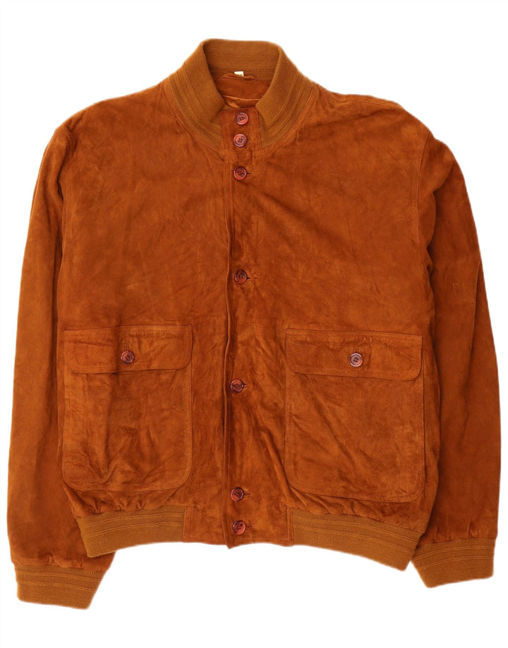 Vintage hombres ante bomber chaqueta IT 56 3XL cuero marrón
