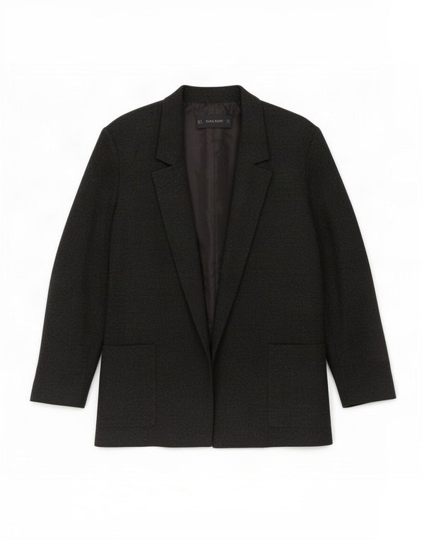 Zara Mujer Chaqueta Americana Abierta Reino Unido 44 Grande Negro