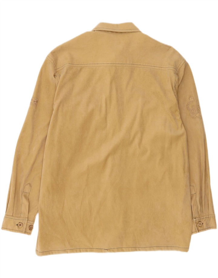 VINTAGE Mens Shirt Large Beige Polyester Vintage Vintage and Second-Hand Vintage from Messina Hembry 