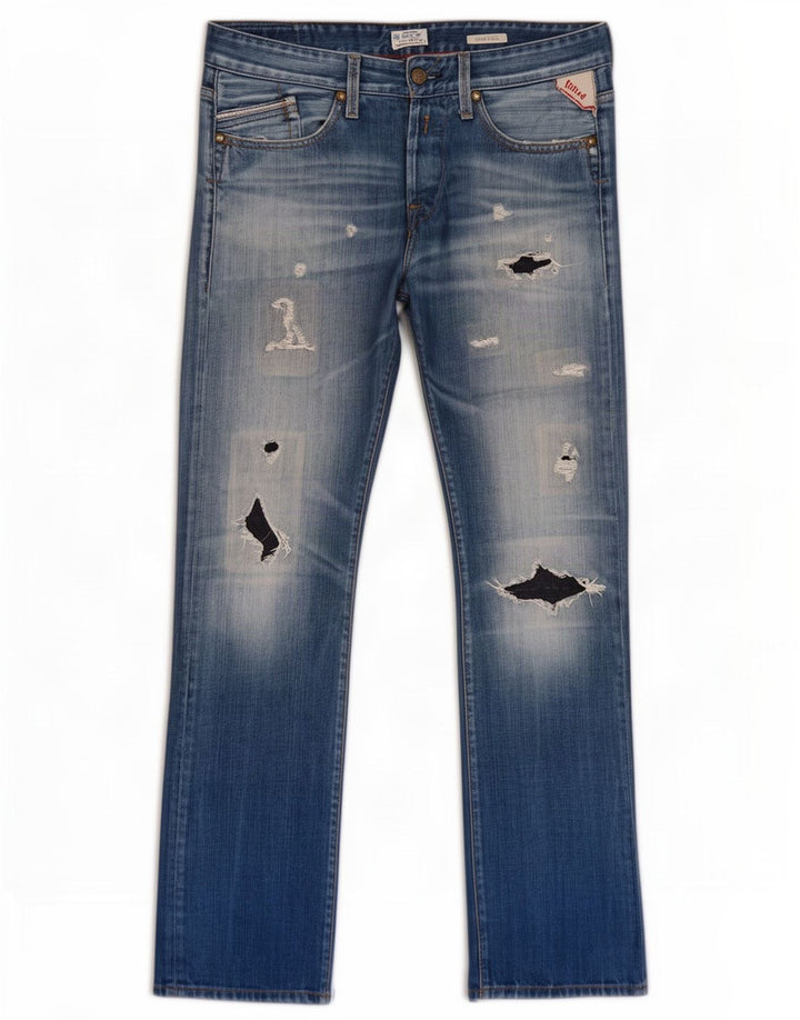 Replay Vaqueros rectos desgastados Waitom para hombre W31 L32 Algodón azul