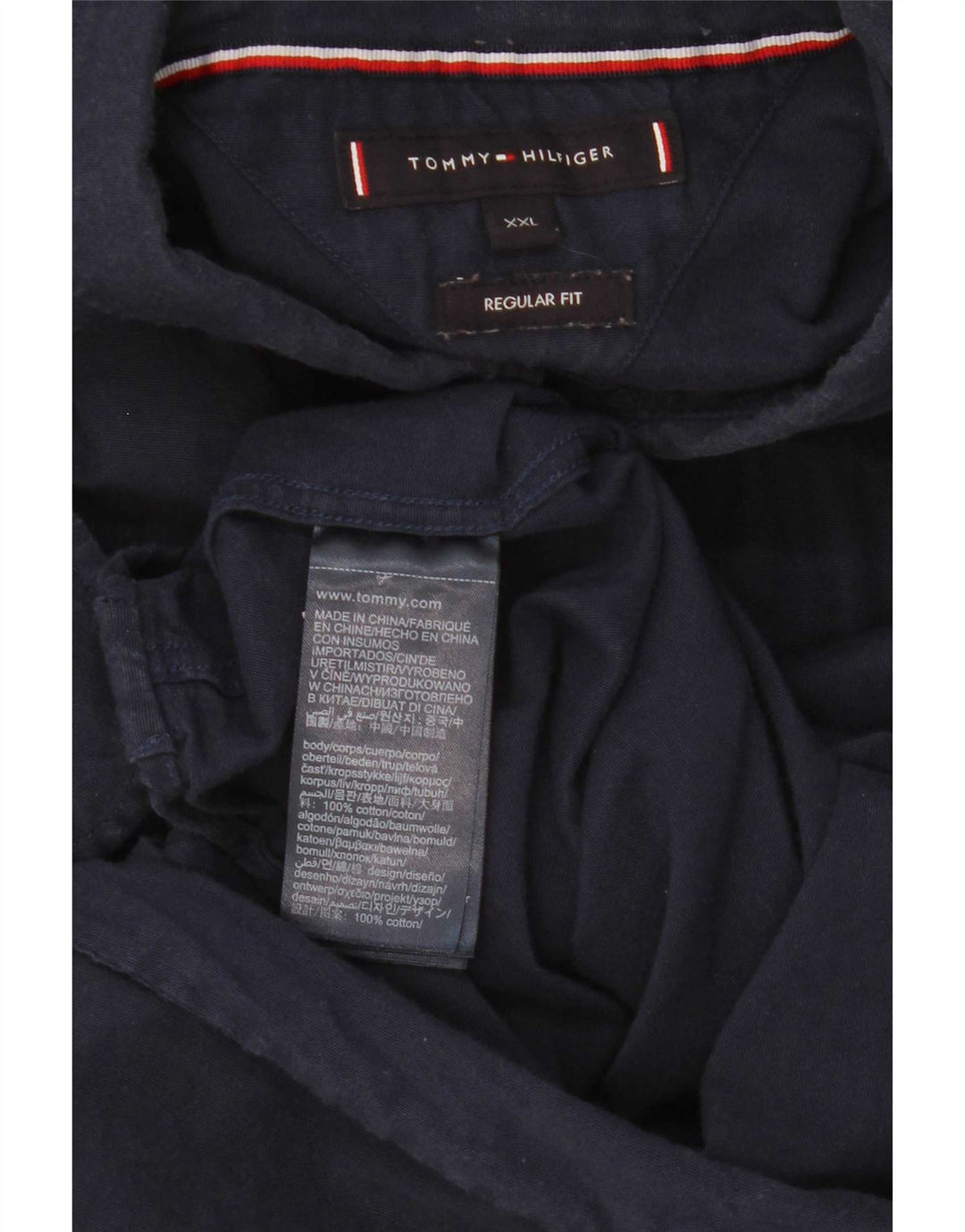 Tommy Hilfiger Camisa de corte regular para hombre 2XL Azul marino Colorblock