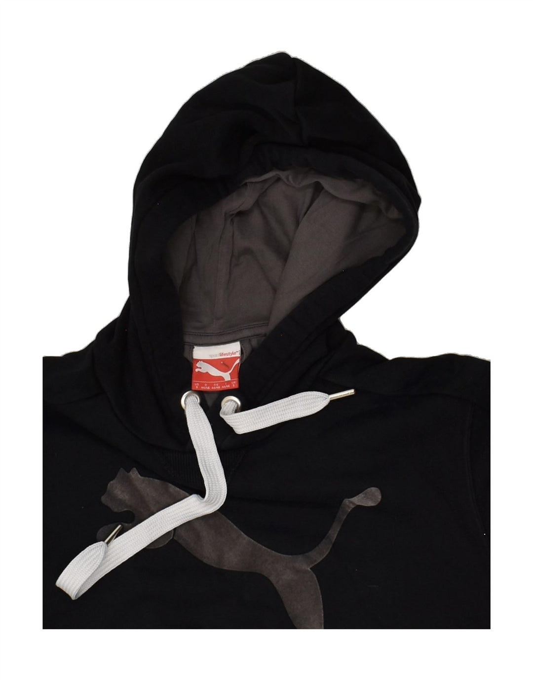PUMA Mens Graphic Hoodie Jumper Small Black Cotton | Vintage Puma | Thrift | Second-Hand Puma | Used Clothing | Messina Hembry 