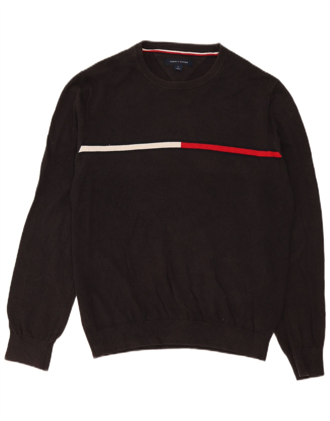 Tommy Hilfiger Jersey De Cuello Redondo Para Hombre De Algodón Gris Medio Con Bloques De Color