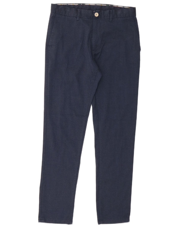 Zara Mens Slim Chino Pantalones EU 38 Small W30 L29 Azul Marino Poliéster