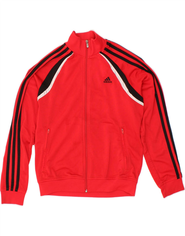 ADIDAS Boys Tracksuit Top Jacket 11-12 Years Red Colourblock Polyester Vintage Adidas and Second-Hand Adidas from Messina Hembry 
