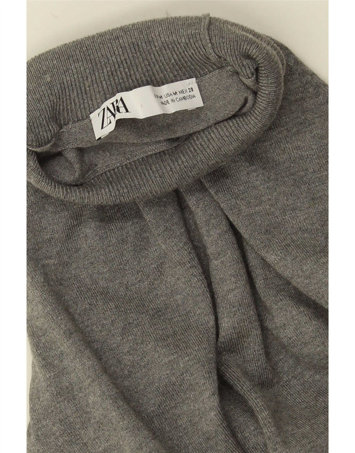 Zara Suéter tipo jersey con cuello vuelto y manga 3/4 para mujer UK 40 Gris medio
