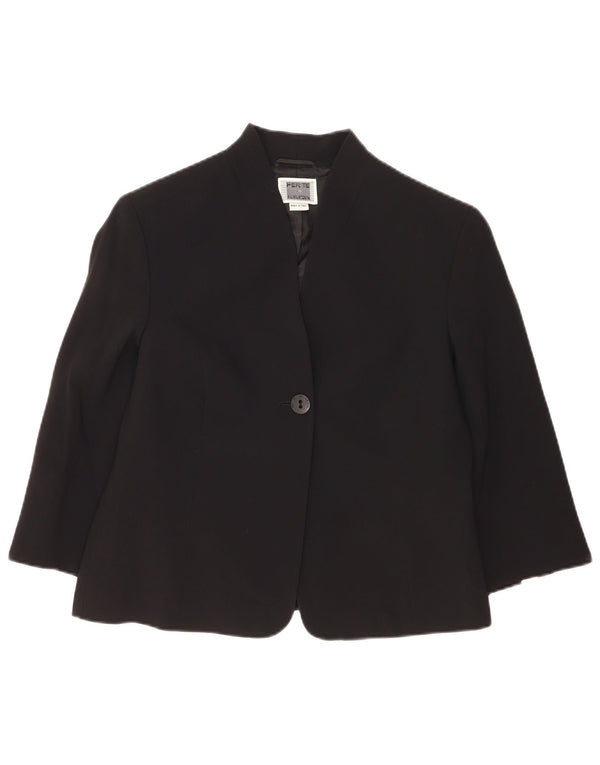 Perte by Krizia Chaqueta tipo blazer con 1 botón y manga 3/4 para mujer UK 40 Medium Black