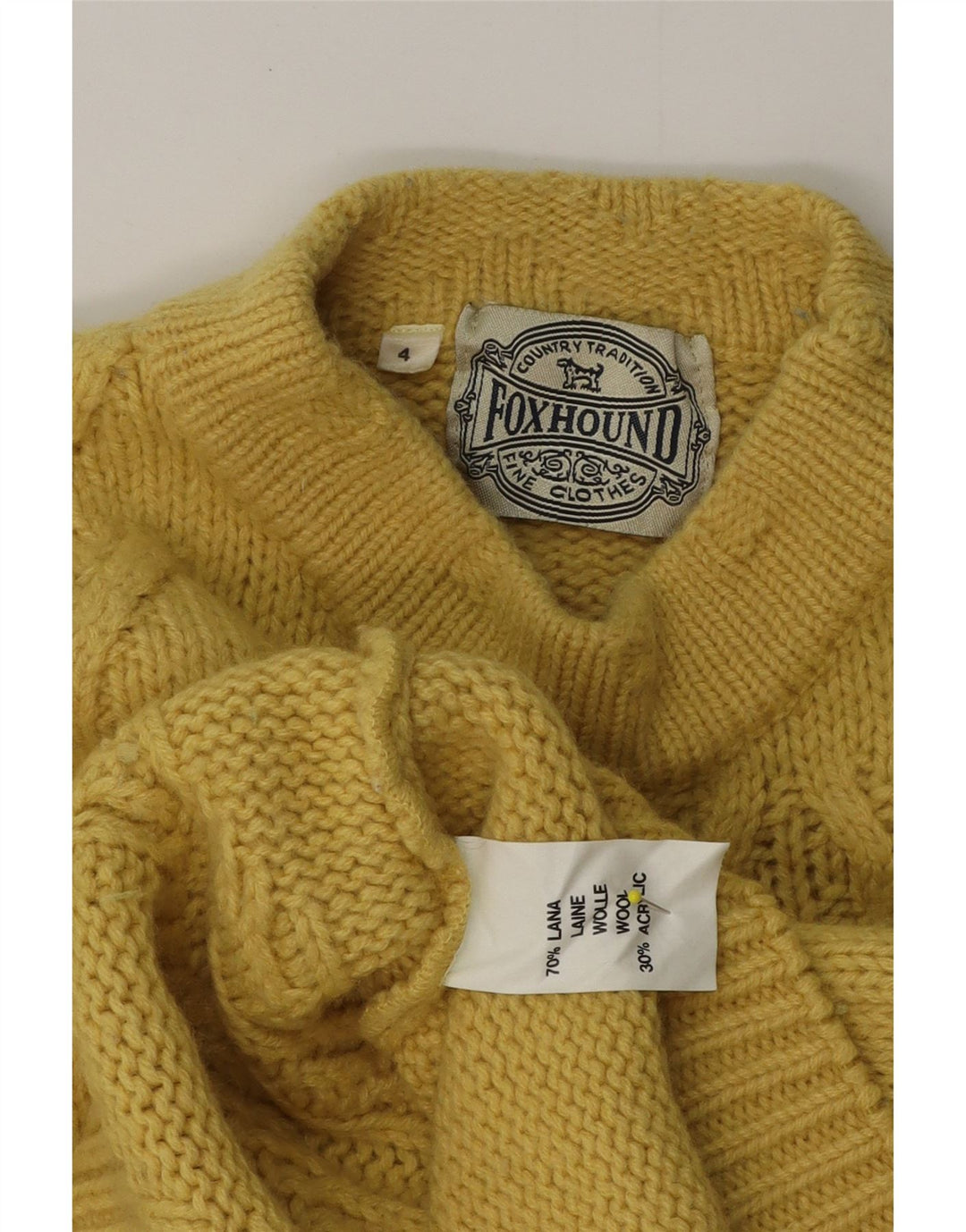 Foxhound Jersey con cuello de tortuga gráfico para hombre de lana amarilla mediana