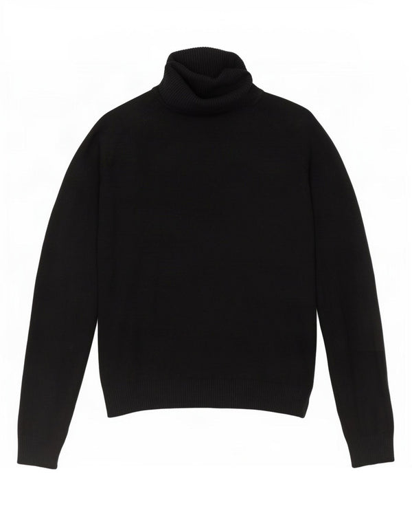 Zara Mujer Crop Roll Neck Jumper Sweater UK 10 Small Negro Algodón