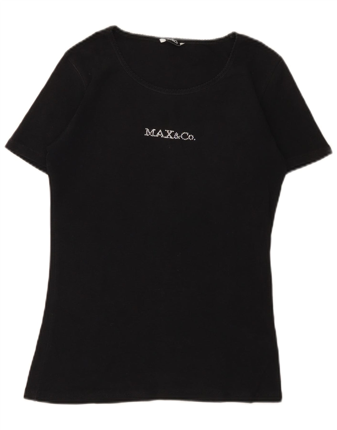 MAX & CO. Camiseta gráfica para mujer Top UK 12 Medium Black Cotton