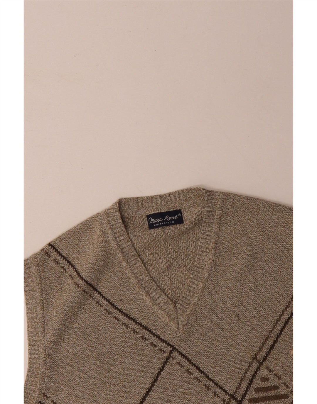 MARC RENE Camiseta sin mangas para hombre IT 48 Algodón Argyle/Diamante Beige Medio