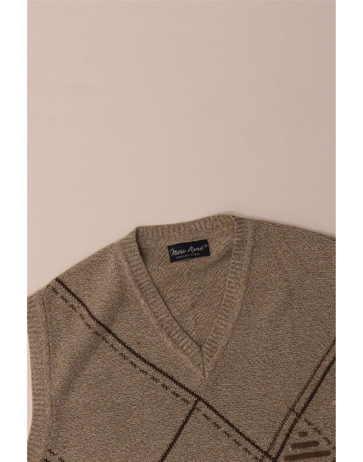 MARC RENE Camiseta sin mangas para hombre IT 48 Algodón Argyle/Diamante Beige Medio