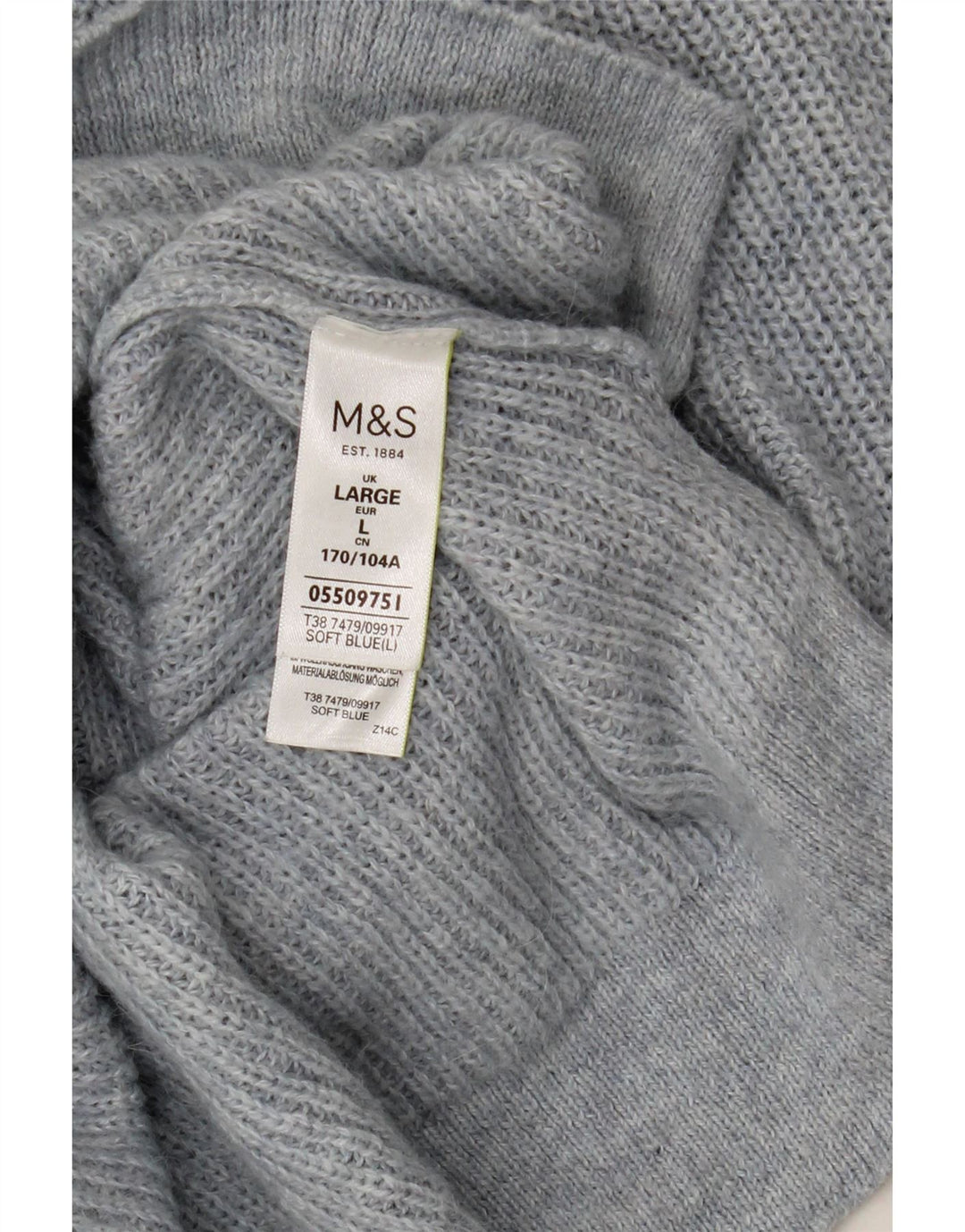 Marks & Spencer Suéter tipo jersey con cuello barco para mujer UK 46 Grande Poliamida azul